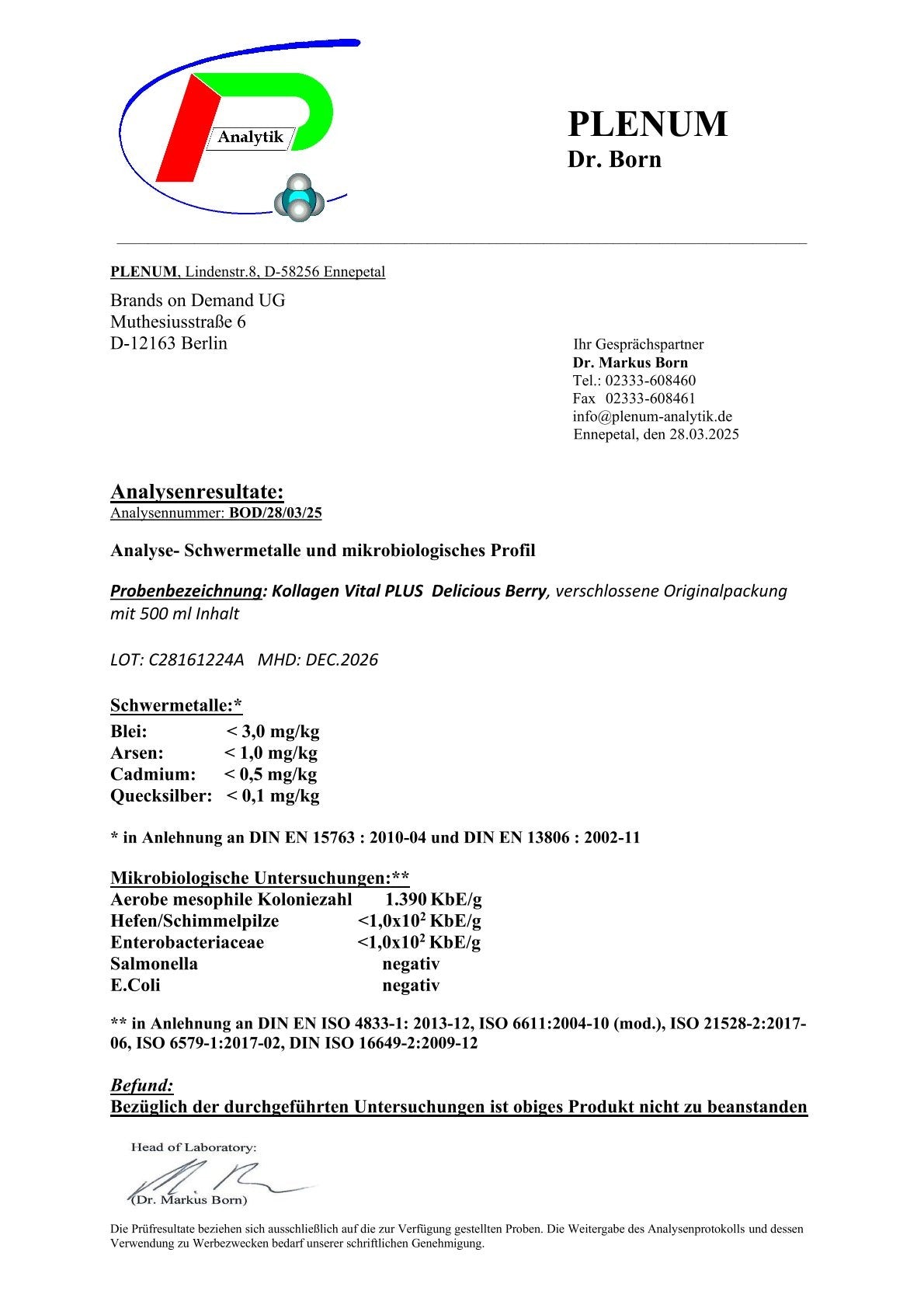 Kollagen Vital PLUS+ Shots - Wild Berry - 500ml