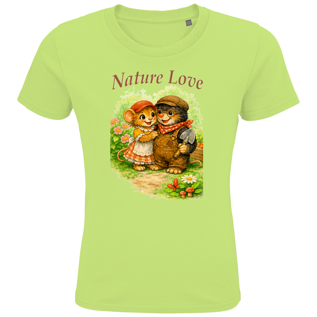 Kids Premium Bio T-Shirt Nature Love Kollektion - Emmi und Mauli in "Gartenmaus Willi"