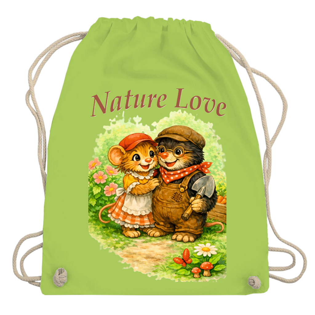 Turnbeutel Kollektion Nature Love "Gartenmaus Willi" - Emmi und Mauli