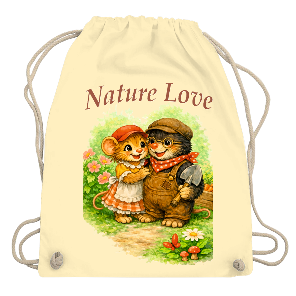 Turnbeutel Kollektion Nature Love "Gartenmaus Willi" - Emmi und Mauli