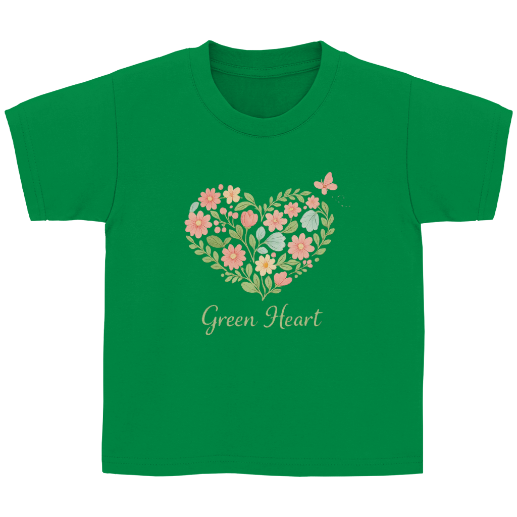 Kinder Basic T-Shirt Green Heart