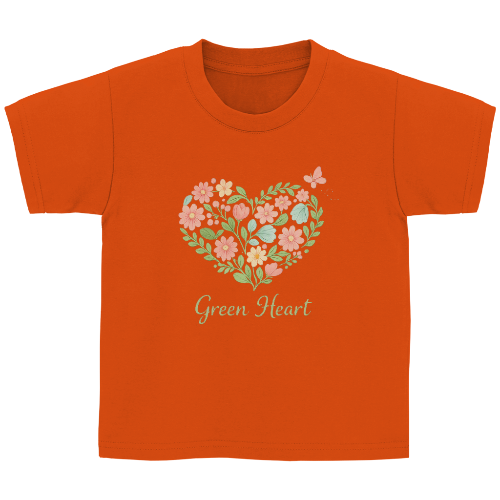 Kinder Basic T-Shirt Green Heart