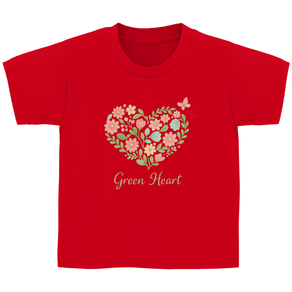 Kinder Basic T-Shirt Green Heart