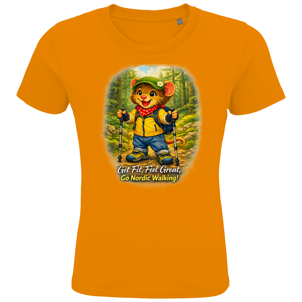 Kids Premium Bio T-Shirt Willi als Nordic Walker