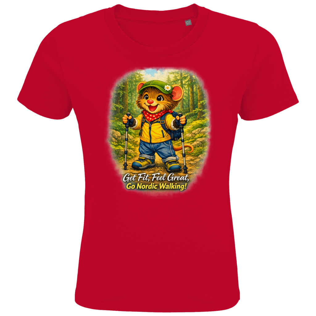 Kids Premium Bio T-Shirt Willi als Nordic Walker