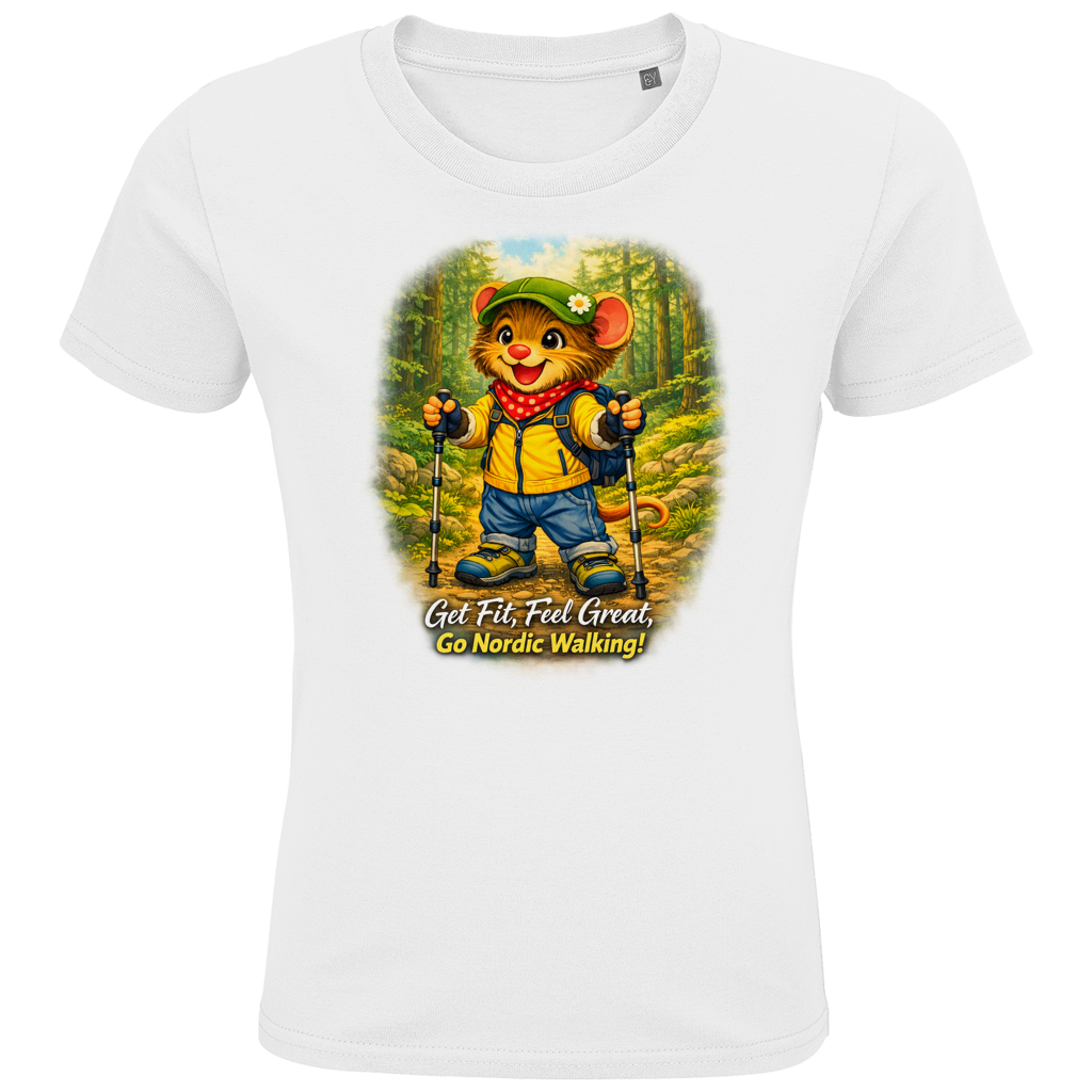 Kids Premium Bio T-Shirt Willi als Nordic Walker