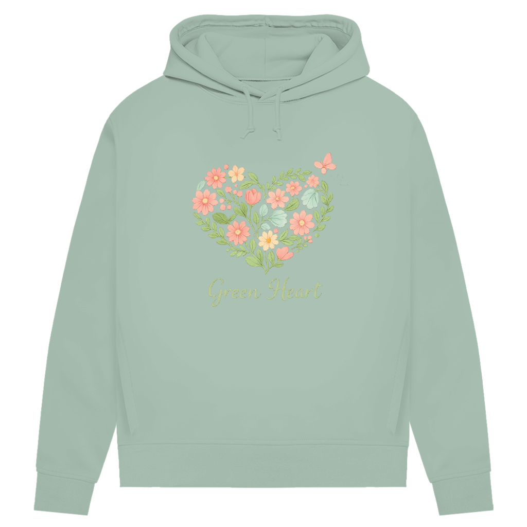 Damen Premium Bio Hoodie Green Heart