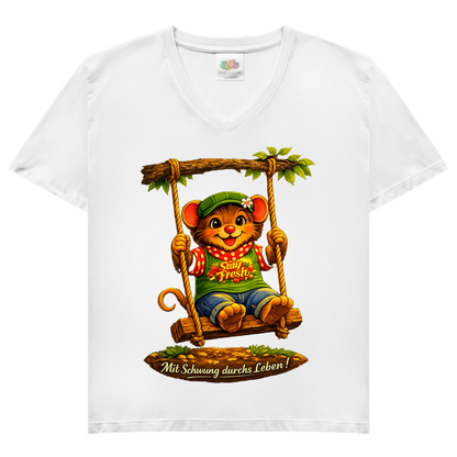 Damen Basic V-Neck T-Shirt Willi mit Schwung durchs Leben