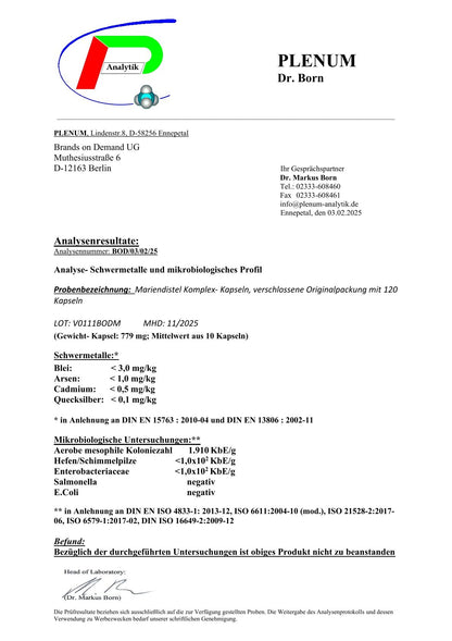 Mariendistel Artischocke Löwenzahn Komplex - 120 Kapseln