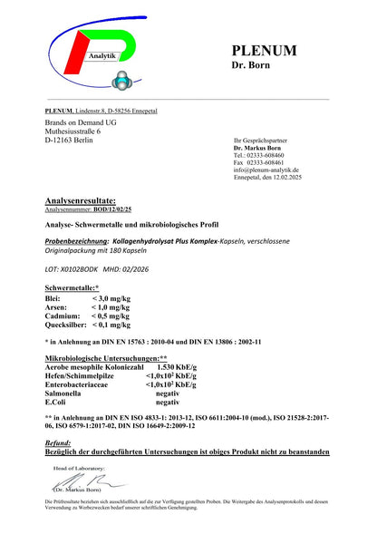 Premium Kollagenhydrolysat PLUS (3000-5000 DA ) - 180 Kapseln