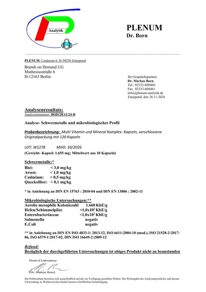 Multi Vitamin und Mineral Komplex - 120 Softgels